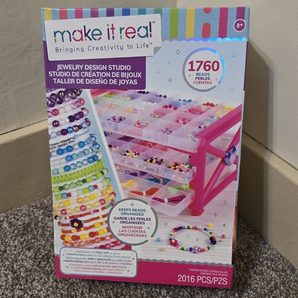 Brand new in the box, Make It Real 2,016 piece Jewelry Design Studio & organizer